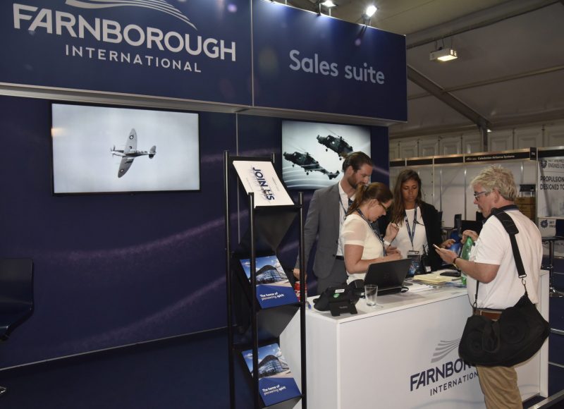 Farnborough Airshow exhibition stand design and graphics by ouno Creative, marketing agency in South East England